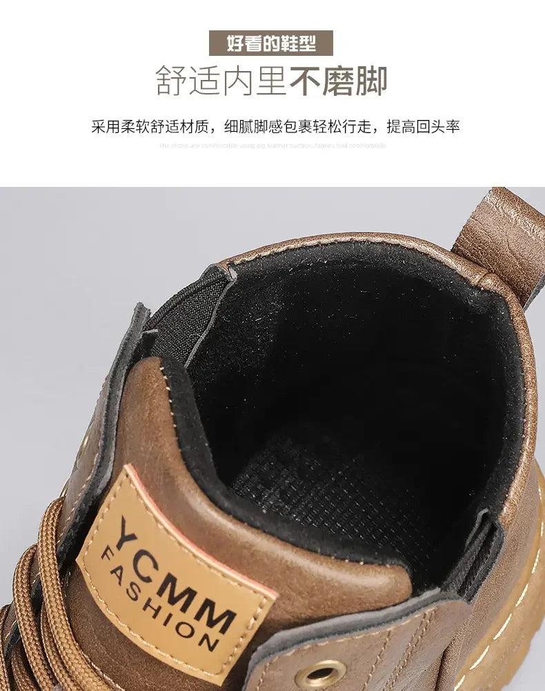 Boots Men All Season Outdoor Work Shoes Anti Slip and Comfortable Black Ankle  Boots Fashionable British Casual Denim Boots 2025