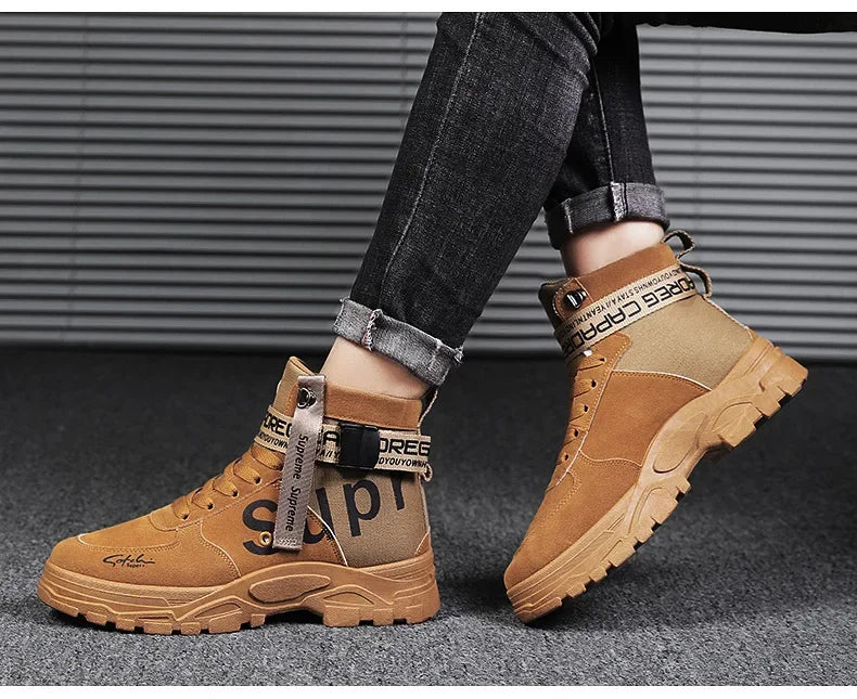Men's boots Men Boots Luxury Casual sneaker Men Motorcycle botas High Ankle Walking Shoes Leather Safety shoes botas para hombre