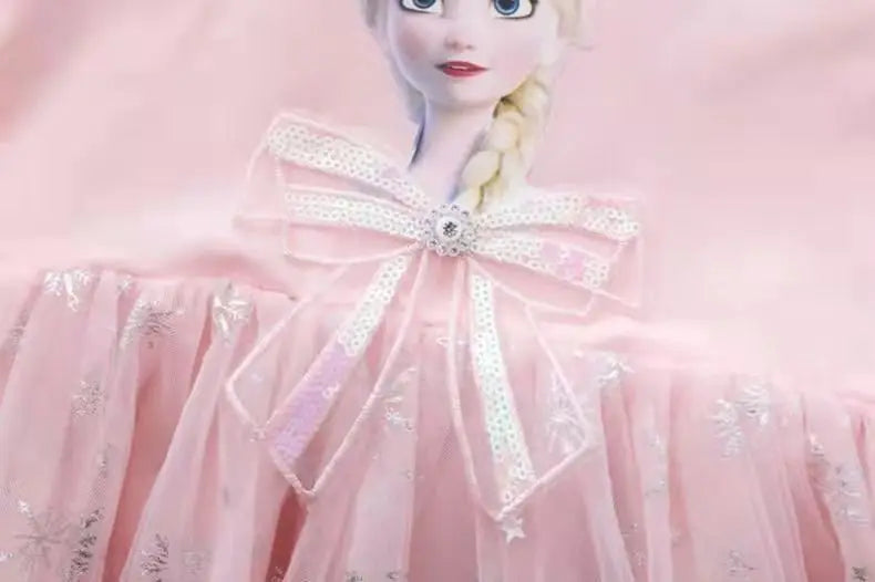 New Disney Girls DressShort Sleeve Kids Clothes  Princess Dresses Frozen Elsa Party Baby Dresses for Children Clothing