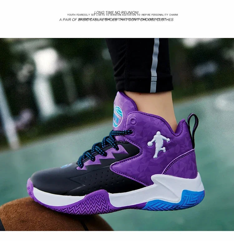 Boys Basketball Shoes High Quality Soft Top Thick Sole Non-slip Kids Sneakers Children Trainer Shoes Outdoor Boy Sport Basket