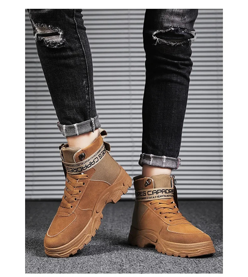 Men's boots Men Boots Luxury Casual sneaker Men Motorcycle botas High Ankle Walking Shoes Leather Safety shoes botas para hombre