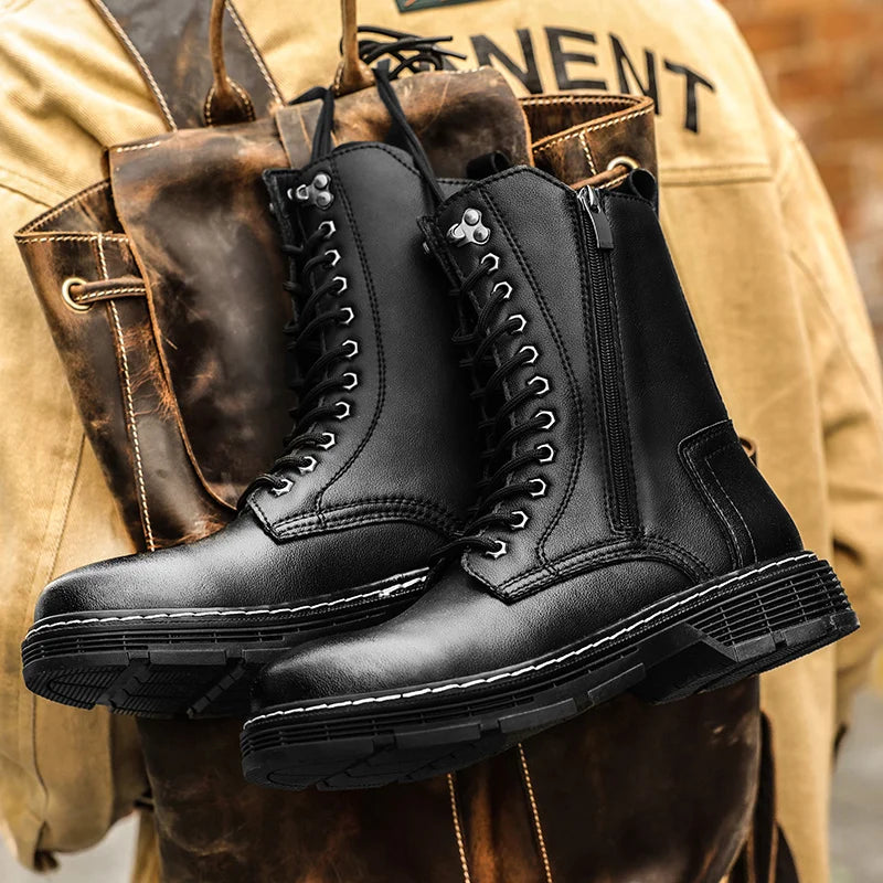 Men Boots Men's High-Top Tooling Boots British All-Match Trendy Non-slip Mens Shoes Autumn Winter Men Platform Boots 2023 New