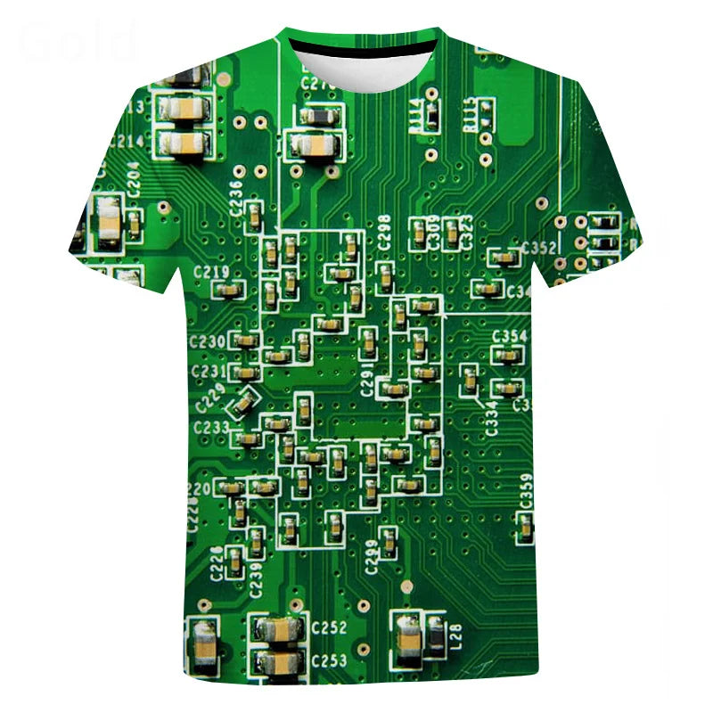 New Circuit Board Graphic T-Shirts Electronic Chip 3D Print Men's Woman Short Sleeve T Shirt Harajuku Tops Tees Unisex Clothing