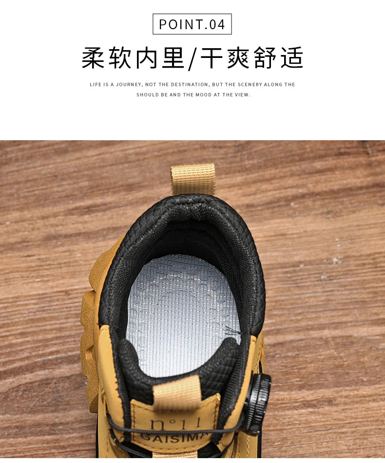 Men's Short Boots 2024 Winter New Thick Soled Work Casual Shoes Waterproof Non-Slip Sneakers Male Tenis Shoes Outdoor Boots Men