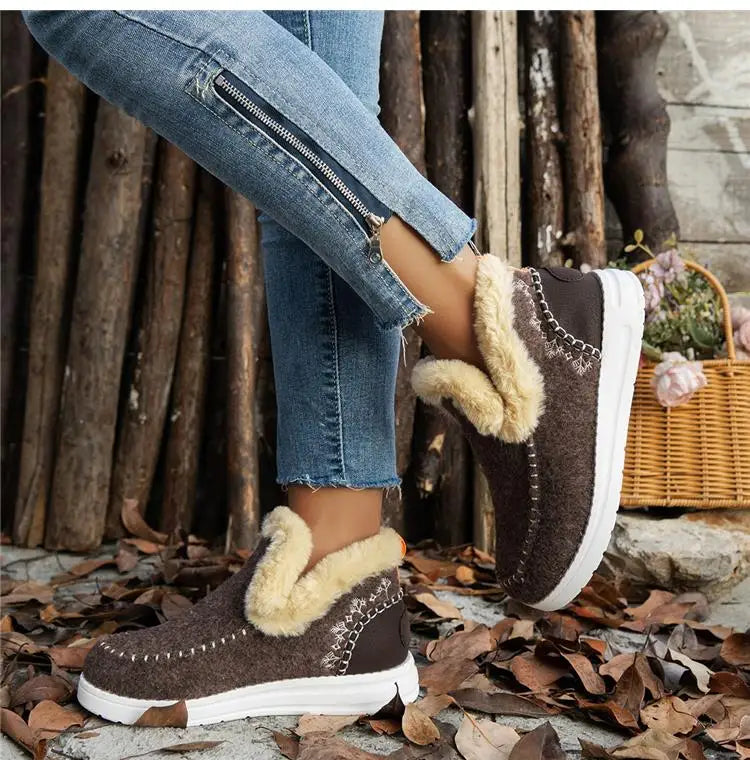 Boots Woman 2025 Trend Snow Flat Shoes Women Platform Women Shoes Fashion Ankle Boots Plush Botas Mujer Women's Winter Boots