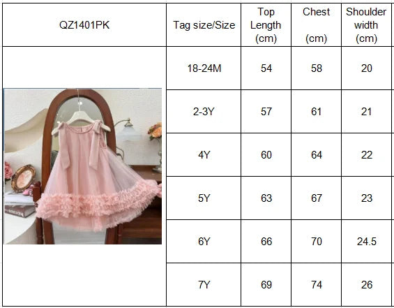 Pink Dreamy Sweet Girl Fairy Princess Dress Sleeveless Bow Decoration Mesh Lace Children's Casual Clothes Birthday Party Summer