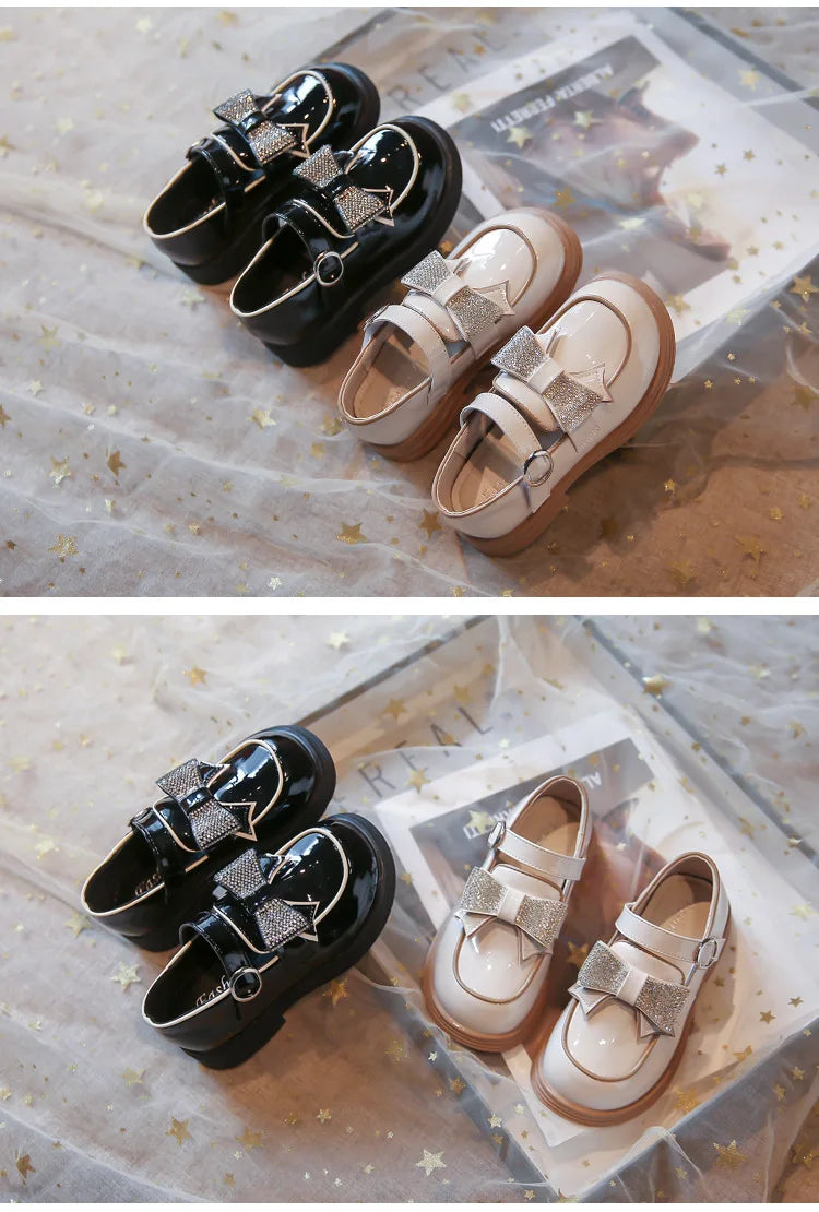 Kids Casual Shoes Children‘s Leather Shoes for Toddlers Girls Party Flats Kids Loafers Bowtie Shoes for Kids Girls Lolita Shoes