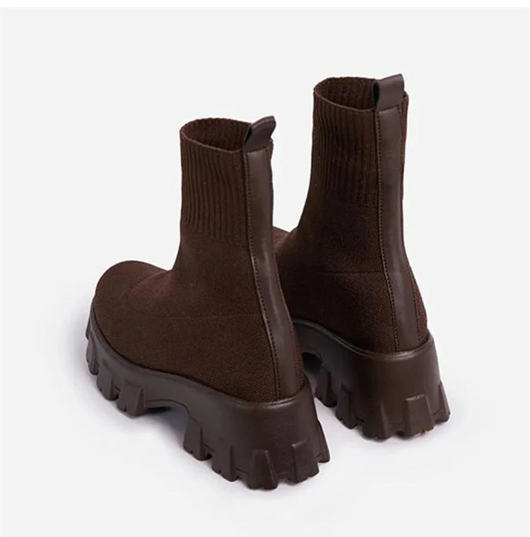 Women Boots Autumn Winter Boots Slip on Knitted Socks Shoes Women 2022 Platform Boots with Heels Botas De Mujer Female Botines