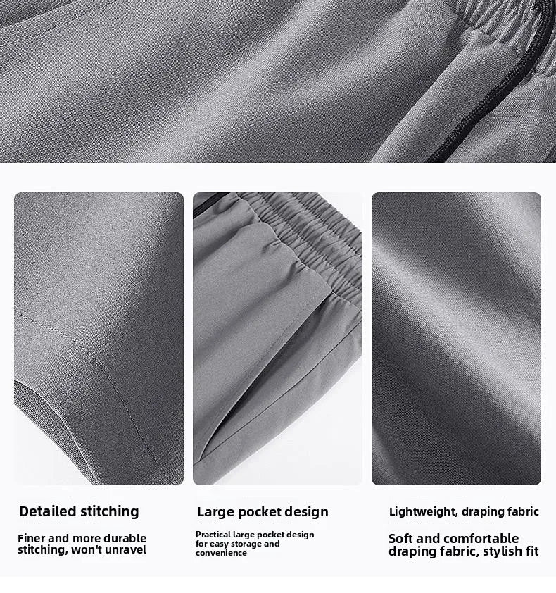 Ice Silk Men's Summer Thin Qui Dry Sports Loose Fit Breathable Long Pants Casual Trousers Youth Active Sle Basic Color