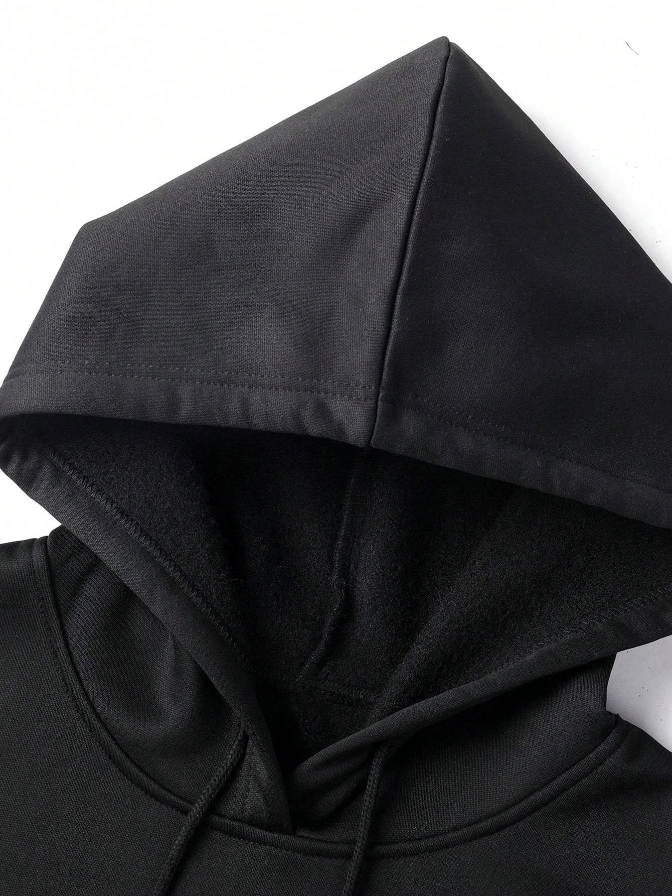 Men's stylish hoodie, 100% polyester fabric, loose fit, Japanese graphic print, stylish casual pullover