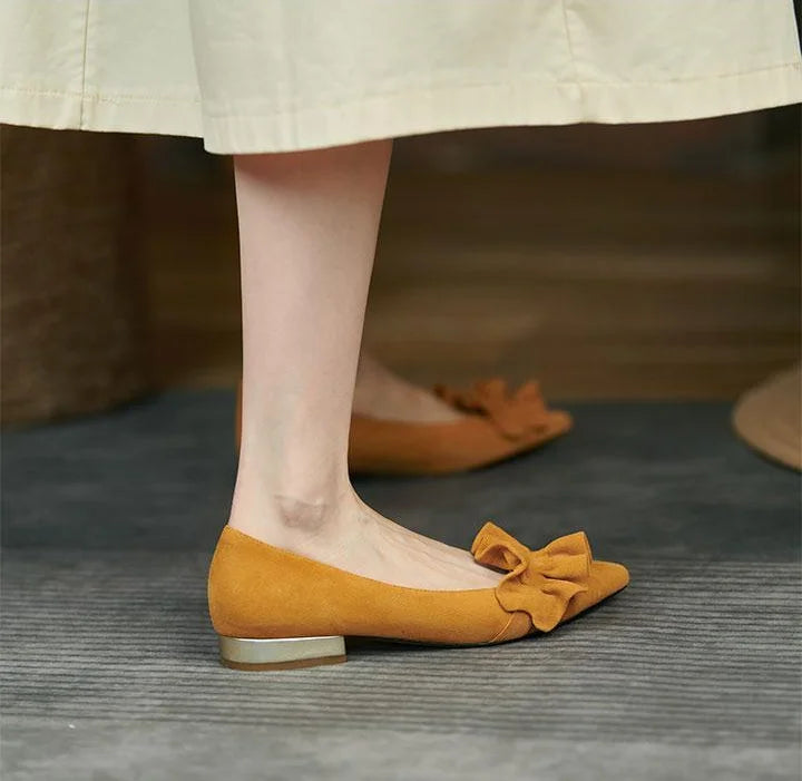 Shoes for Woman 2025 Office Women's Summer Footwear Pointed Toe Yellow Low Heel Elegant Fashion Trend on Promotion High Quality