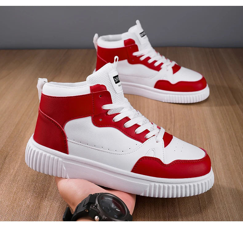 Classic High Top Men's Board Shoes Leather Casual Sports Lightweight Cosy Street Trend Walking Shoes for Men And Women