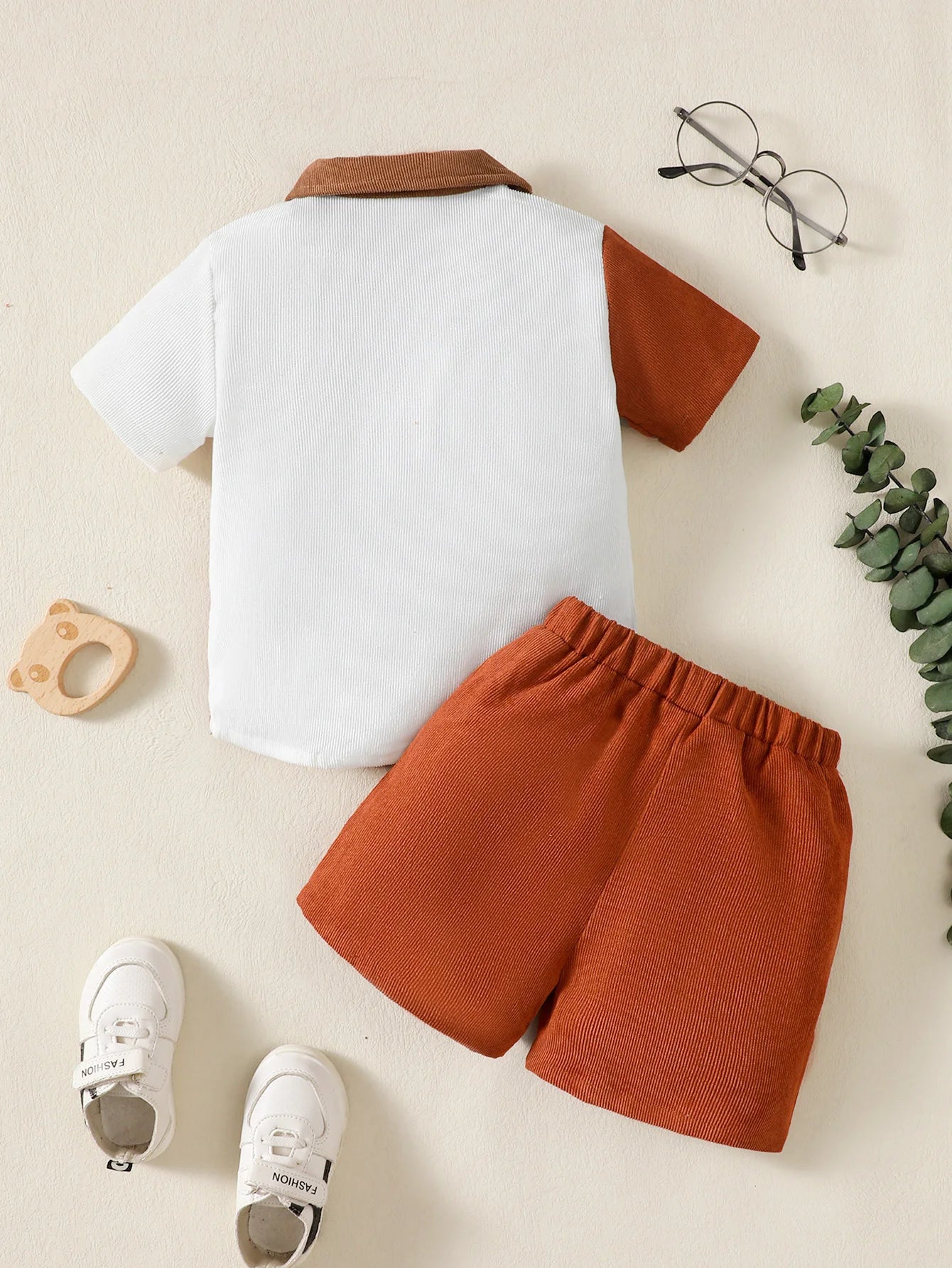 1-6 Year Children Boys' Flip collar Color Blocked Pit Stripe Top+Shorts Fashion 2Pcs /set Sunny  Handsome Boys' Summer Set