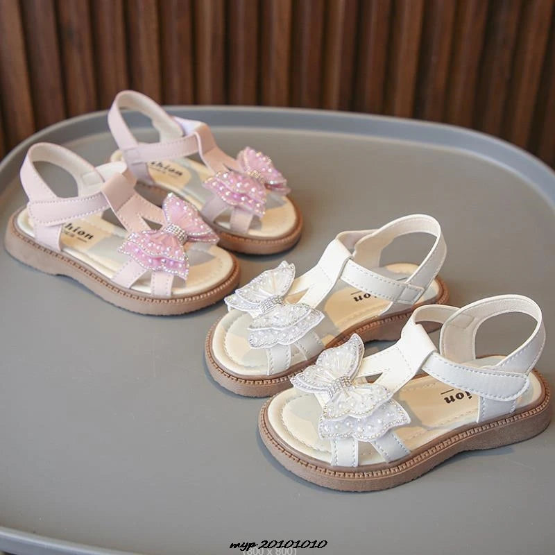 Kids Sandals Girls Shoes Summer New Arrival Beach Shoes with Slip-Resistant Soles Princess Style Sweet Exquisite 23-36 Size