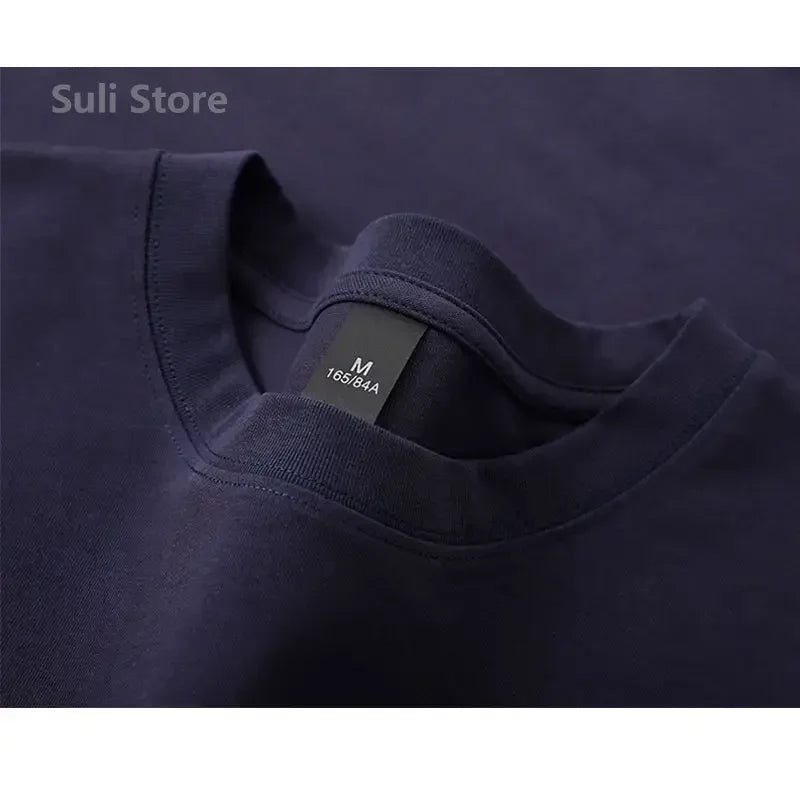 600g Heavy-duty Cotton Short Sleeved T-shirt for Men's Fashion Pure Cotton Thickened Short Sleeved Half Sleeved Tee