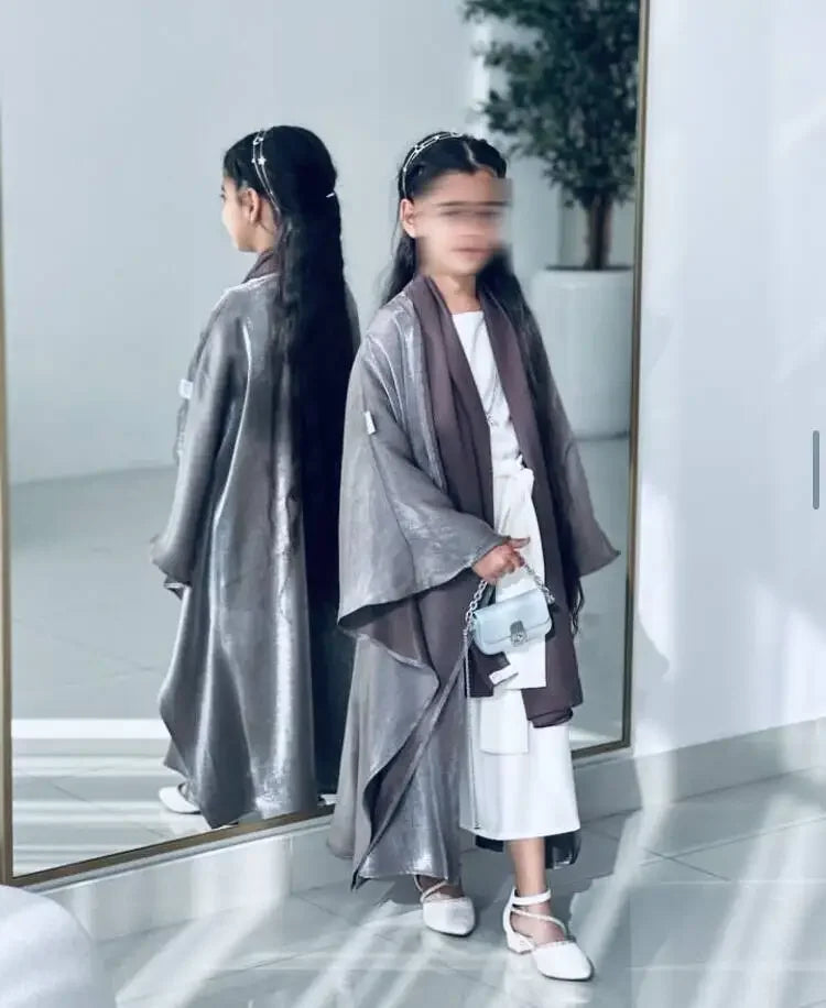 New Mother and Daughter Abaya Dubai Muslim Women Kids Girls Maxi Dress 2pcs Set Eid Djellaba Jalabiya Turkey Kimono Islamic Robe