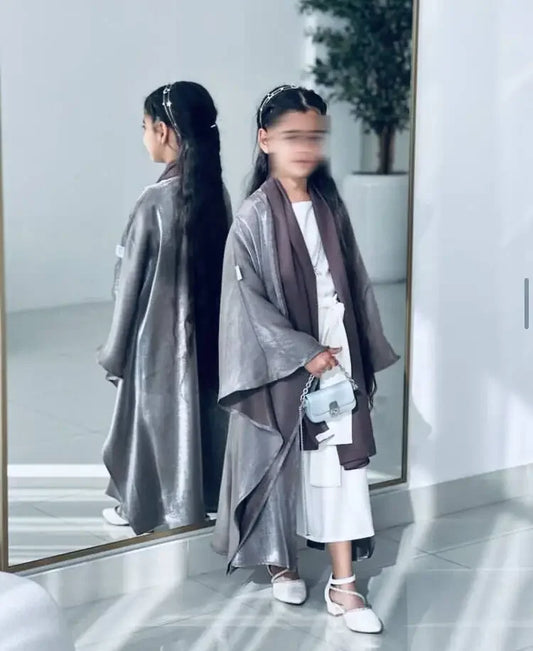 New Mother and Daughter Abaya Dubai Muslim Women Kids Girls Maxi Dress 2pcs Set Eid Djellaba Jalabiya Turkey Kimono Islamic Robe