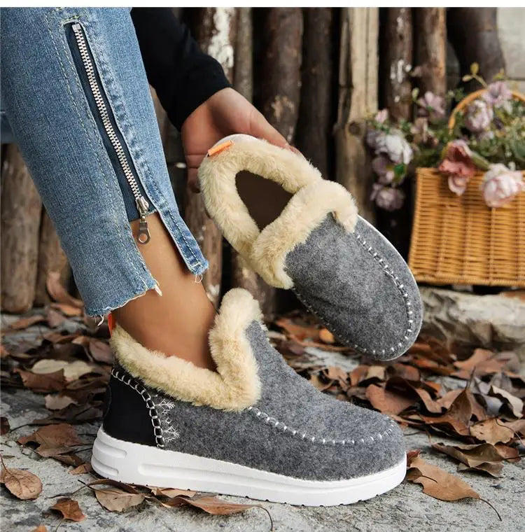 Boots Woman 2025 Trend Snow Flat Shoes Women Platform Women Shoes Fashion Ankle Boots Plush Botas Mujer Women's Winter Boots
