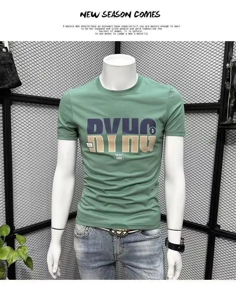 Summer Men's Clothing Luxury Designer 100℅ Cotton Streetwear Letter Printed Casual Cotton Tees Men's O-Neck Short Sleeve T-Shirt