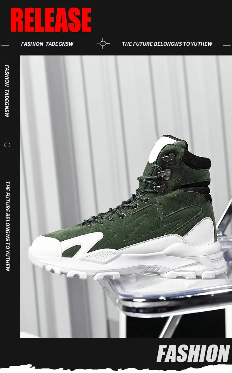 Fashion Men's Boots Comfortable Men Casual Shoes Breathable High Top Sneakers for Outdoor Non Slip Ankle Boots Platform Sneakers