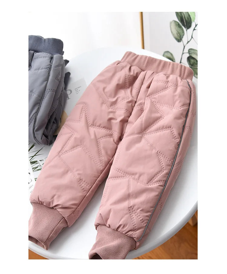 Kids Winter Thermal Pants Cotton-Padded Warm Trousers for Cold Weather Outdoor Snow Play & Comfort