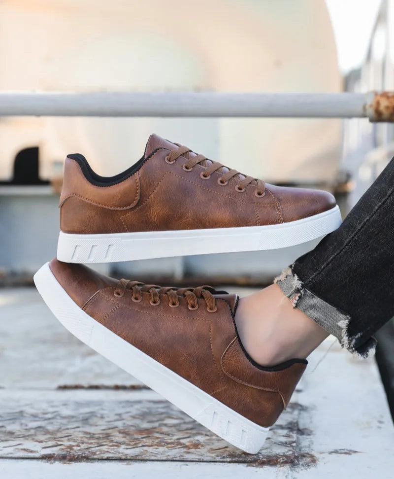 2025 Spring Classic Men Leather Casual Shoes Cross-border Hot Sale Versatile Man Sneakers Loafers Fashion Large Size Board Shoes