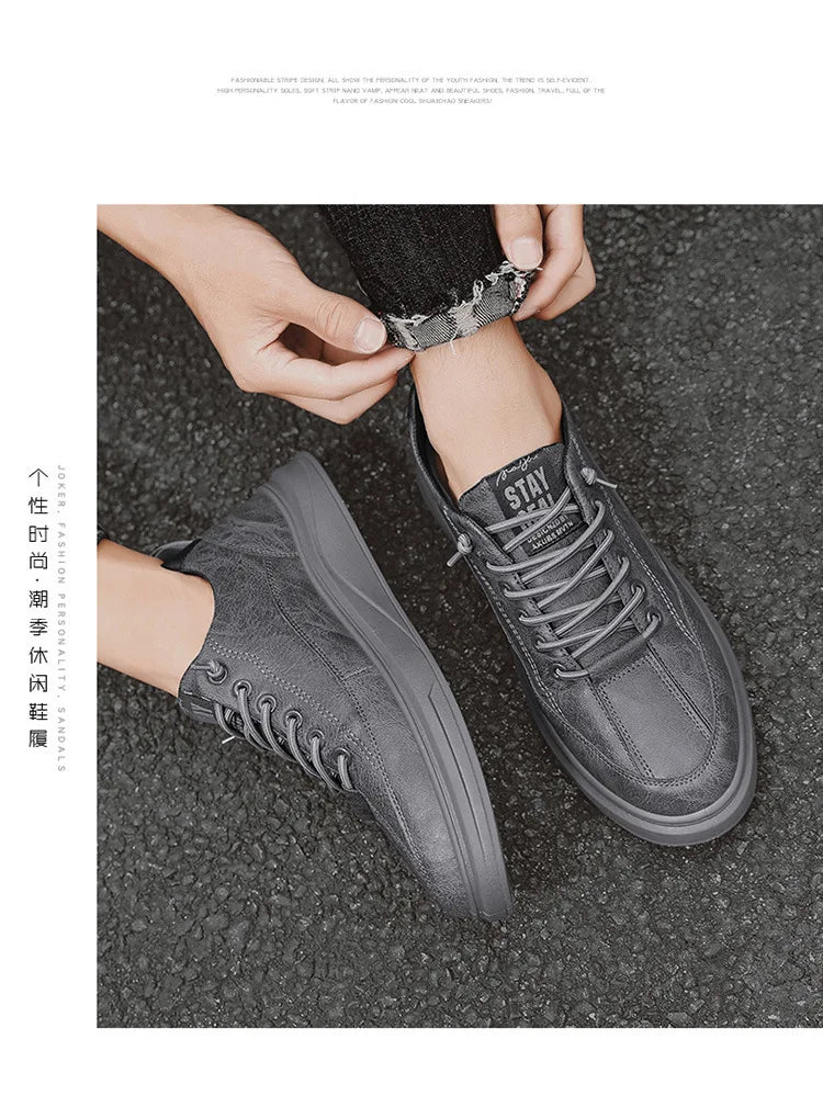 Mens Shoes Man Spring and Autumn Sneakers Male New 2025 Leather Casual Shoes for Men Water Proof Anti-slip Black Sneaker Men's