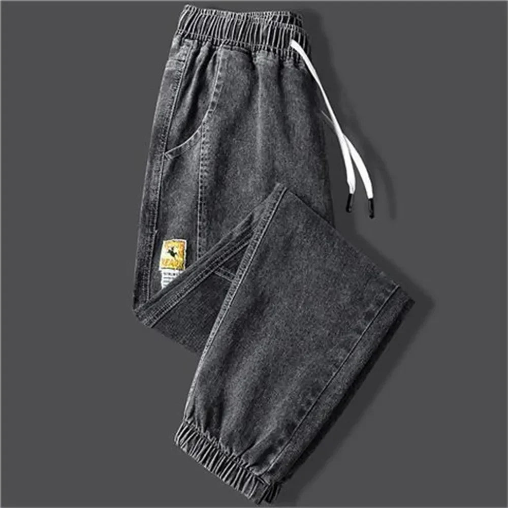 2023New Men's jeans Winter Fleece Jeans Thick Warm Denim Pants Men Streetwear Black Joggers Harem Jean Thermal Trousers