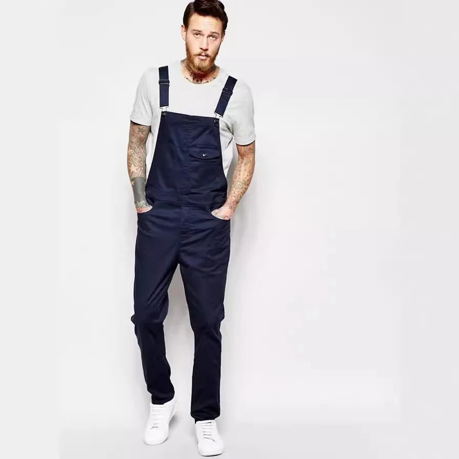 Mens Jeans 2024 Overalls Men Pockets Casual Loose Long Denim Pants Slim Splice Straight Rompers Autumn Plus Size Long Jeans Men