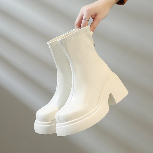 Women's Boots Autumn Luxury Designer Female Shoes Winter Footwear Boots-Women Black Fashion High Heel Ladies Rock Ankle 2025