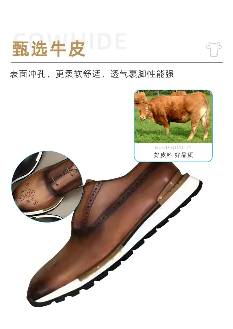 Classic Basic Style Men Oxford Shoes Genuine Leather Solid Color Men Daily Outdoor Shoes Men Nature Leather Sneakers