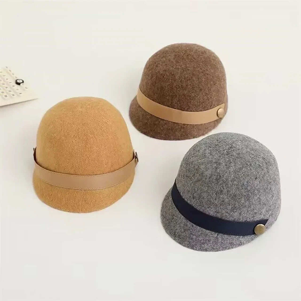 Winter Warm Baby Equestrian Hat Vintage Baby Boy Girl Wool Caps Cute Toddler Short Brim Duck Tongue Cap