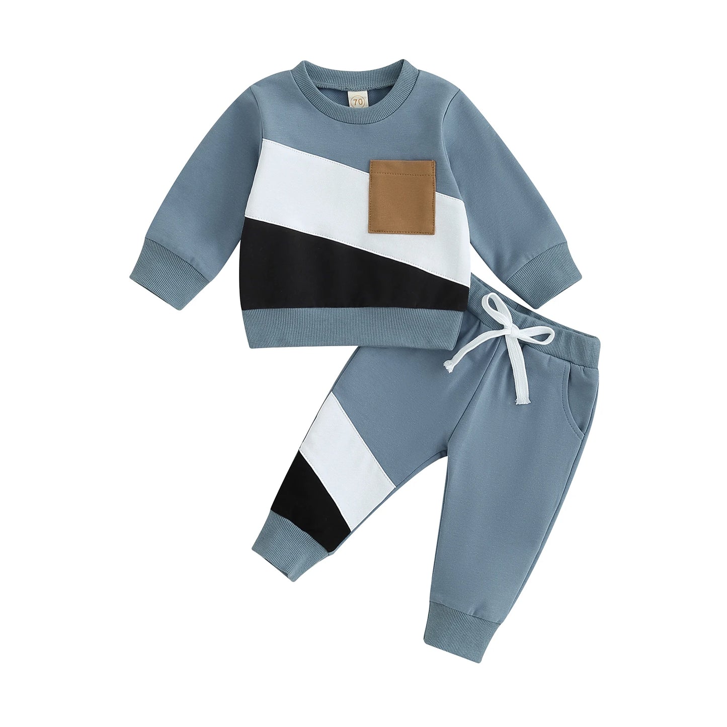 visgogo 0-3Years Baby Boys Clothes 2Pcs Fall Winter Outfits Long Sleeve Contrast Color Pullover Tops and Pants Toddler Tracksuit