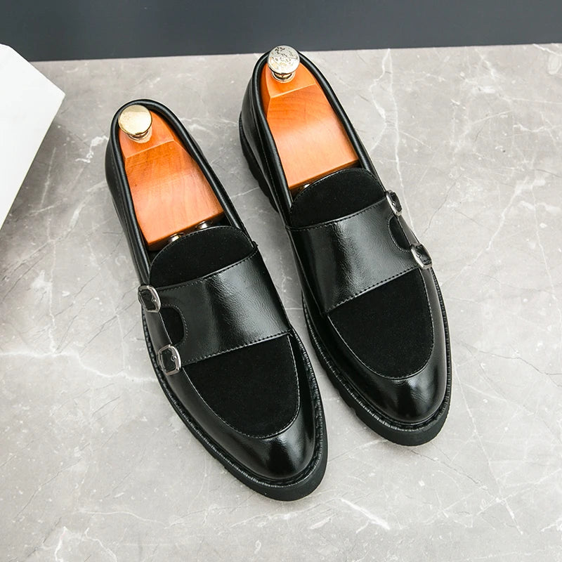 British Men's Shoes Trend Thick Soles High Height Loafers Green Outdoor Commuting Leather Casual Shoes for Men's Lightweight