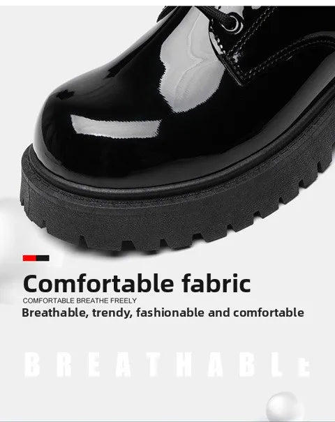 Men's Business Shoes Autumn Lace-up Men Shiny Wide Foot Business Shoe British Chunky Male Derby Shoes Luxury Men's Dress Shoes