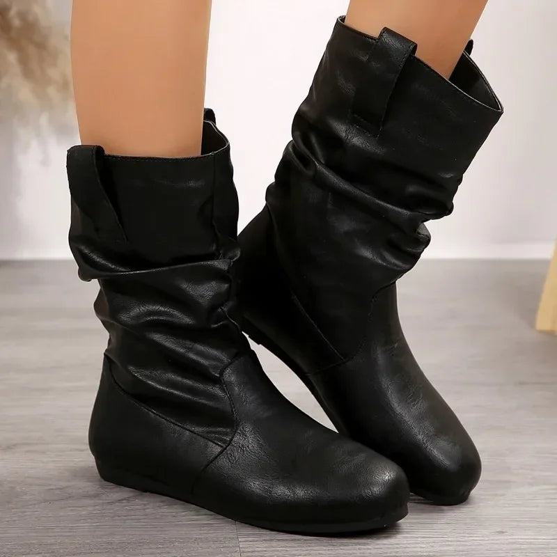 Women's Boots  Winter New Round Toe Warm Low Tube Flat Bottom Ankle Boots Casual  Anti Slip Cold Proof Student Snow Boots
