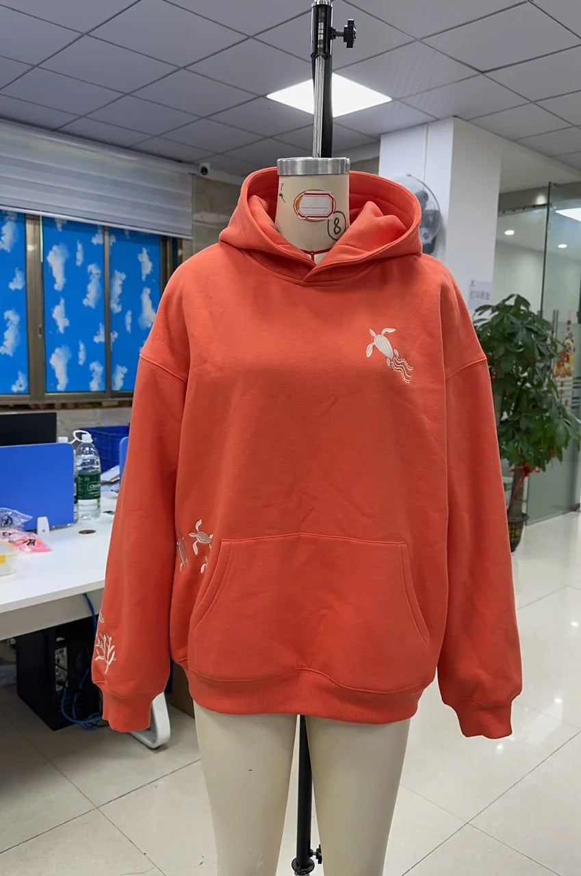 Combhasaki Cute Hoodies for Teen Girls Graphic Embroidery Oversized Preppy Sweatshirt Y2K Long Sleeve Aesthetic Beach Hooded Top