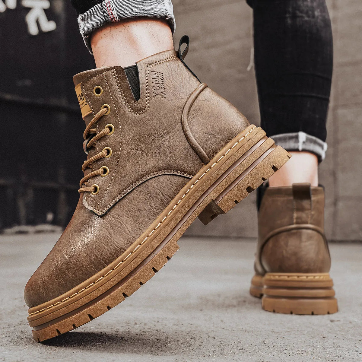 Boots Men All Season Outdoor Work Shoes Anti Slip and Comfortable Black Ankle  Boots Fashionable British Casual Denim Boots 2025