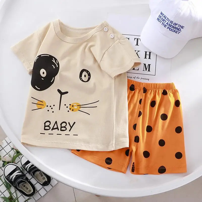 2022 New Summer Infants Clothes Short Sleeve T-shirt+shorts 2-piece For Baby Boys Girls Kids Outfit Children's Clothing Sets