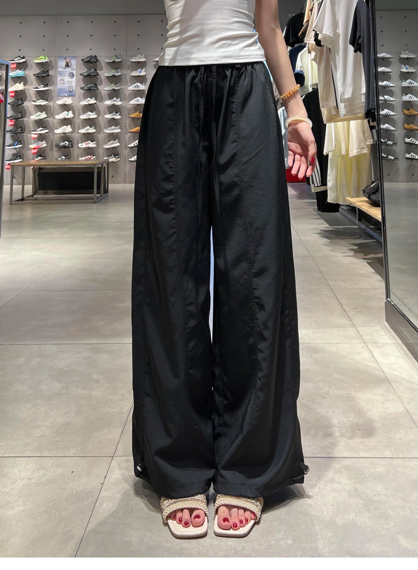 Korean Sle Simple White Straight Leg Pants Women Summer Thin High Waist Wide Leg Loose Feelings Casual Trousers