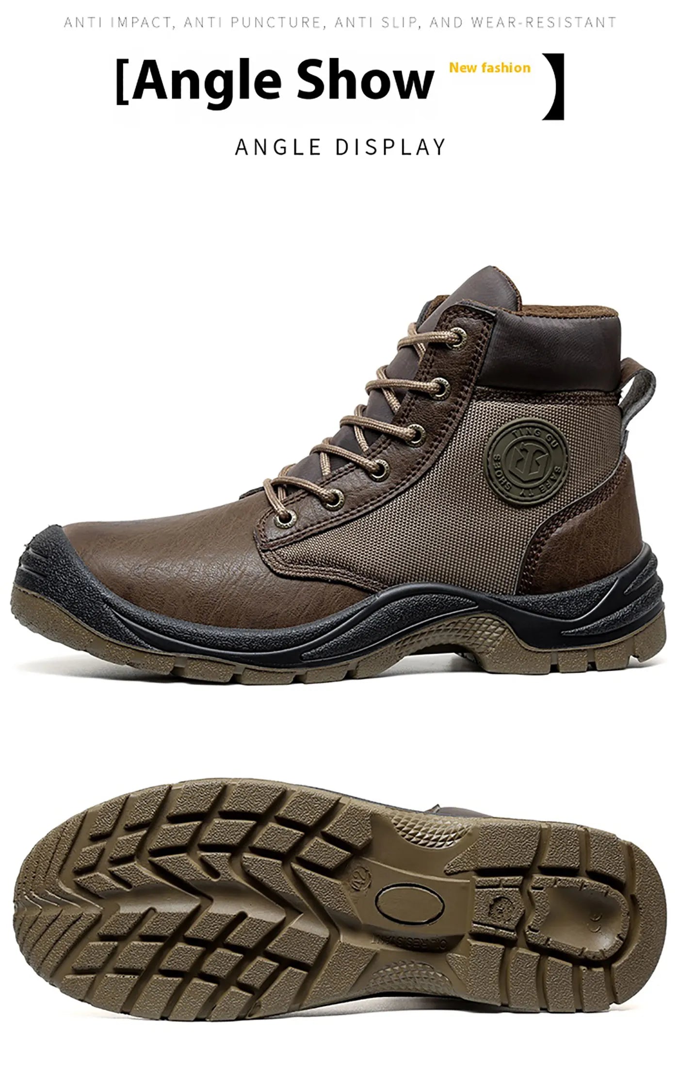Men's safety shoes are anti smashing, anti piercing, anti-static, anti slip, wear-resistant, and splash proof work shoes
