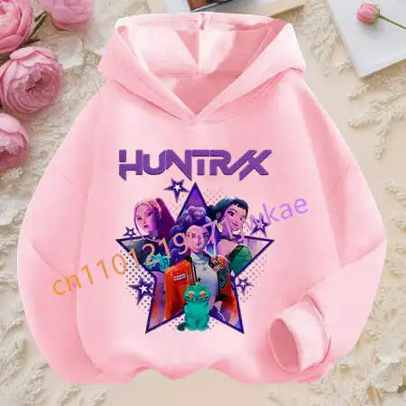 Autumn Tracksuit Hood Sportswear Long Sleeve Pullover Kids Clothing Hot K-pop Demon Hunters Hoodies Girl Thin Hooded Sweatshirt
