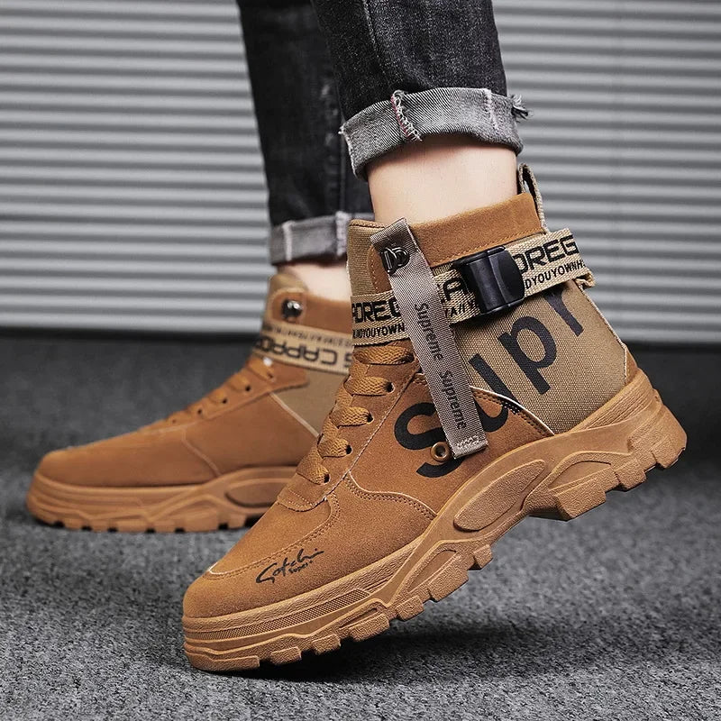 Men's boots Men Boots Luxury Casual sneaker Men Motorcycle botas High Ankle Walking Shoes Leather Safety shoes botas para hombre
