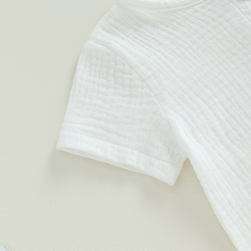 VISgogo 0-3Y Baby Boy Clothes Outfits Short Sleeve Button Down Pocket Tops Solid Color Shorts Set Toddler Summer Clothes 2Pcs