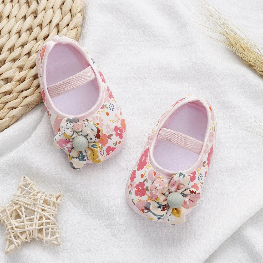 Baby Shoes for Kids Girls Colorful Flowers Princess Shoes Infant Toddler Soft Cotton Anti-slip First Walkers Shoes 0-18 Months