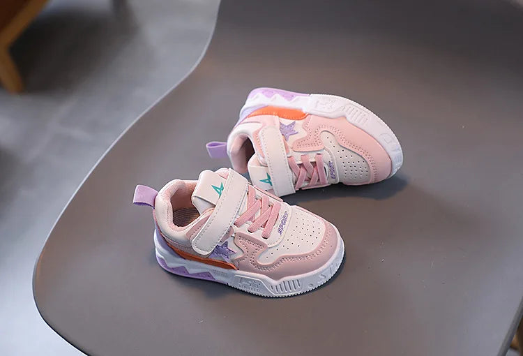 Kids Sports Shoes Children Casual Sneakers Anti Slip Soft Soles Breathable Lightweight Baby Walking Shoes Boys Girls Board Shoes