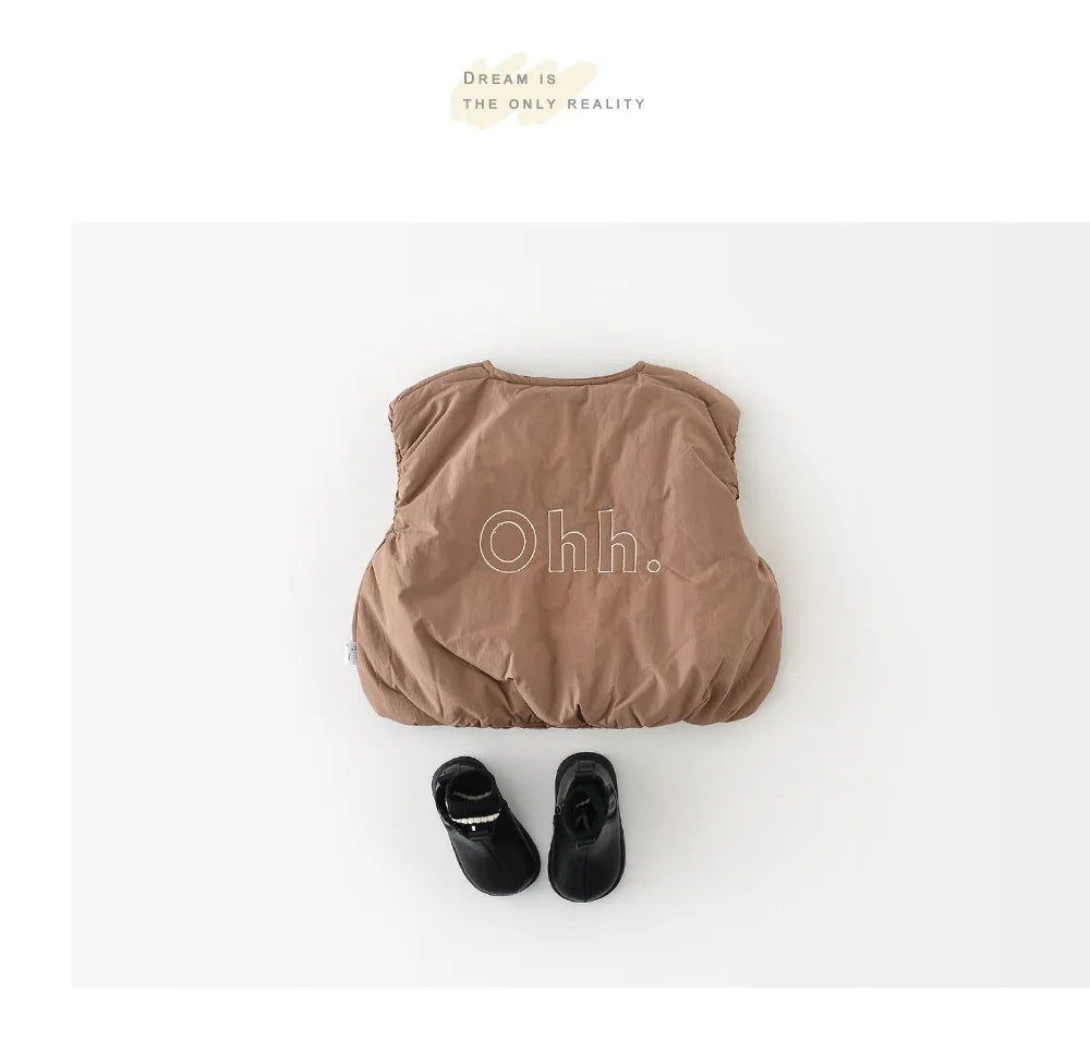 LILIGIRL Winter Baby Vest Thicken Letter Toddler Girls Waistcoat Simple Warm Infant Fleece Padded Coat 6M-3T