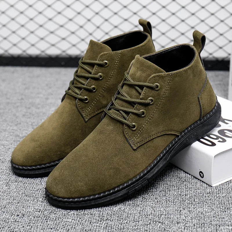 2025Men's Shoes High-top Casual Shoes High Quality Suede Chelsea Boots Fashion British Ankle Boots Business Oxfords Dress Shoes
