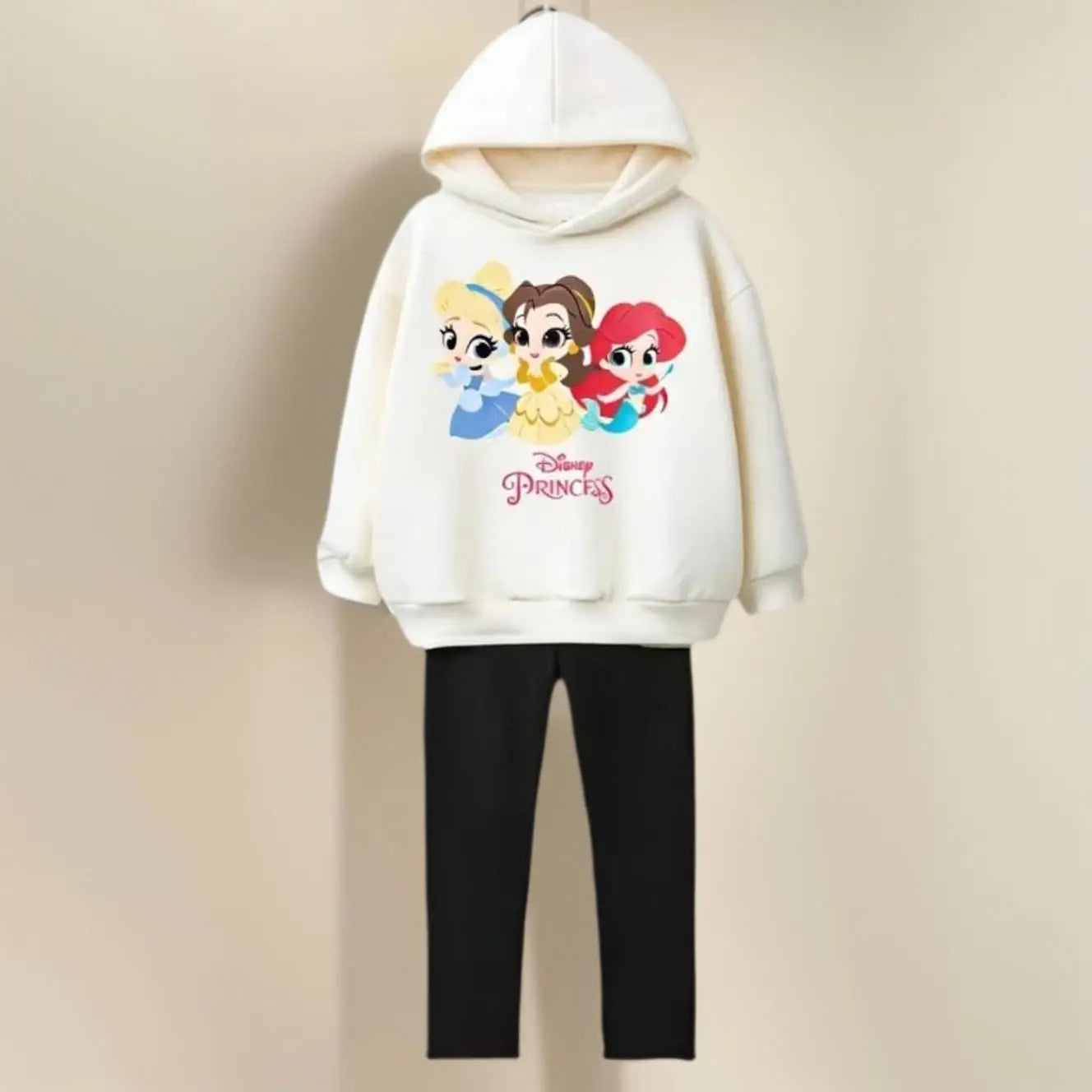 Kids Disney Princess And McQueen Hoodie Outfit Spring Autumn Loose Casual Hooded Top + Pants Two Piece Set Children Costume Suit