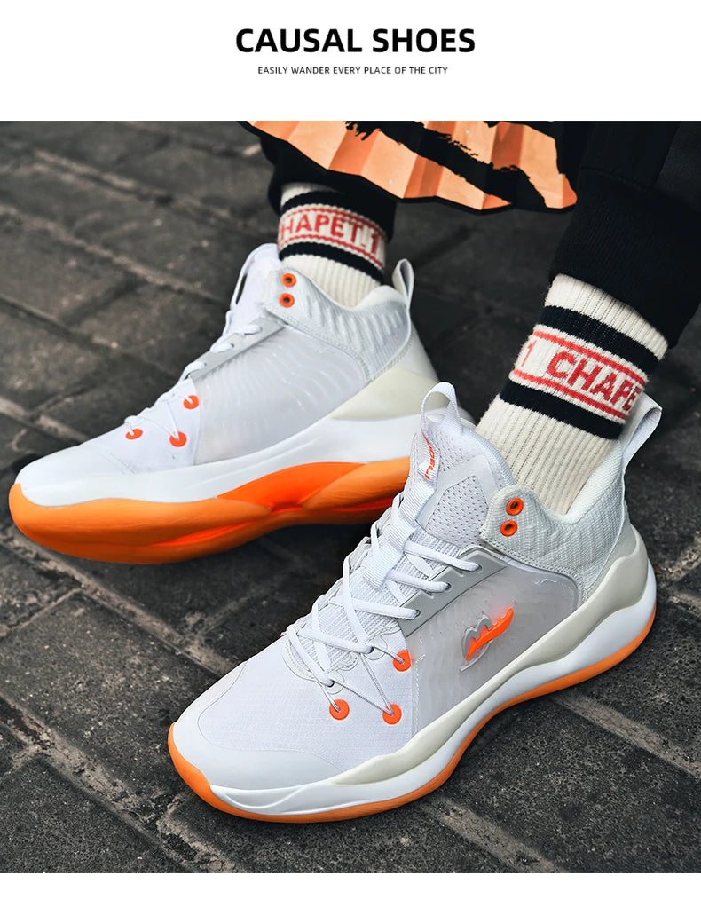 Basketball shoes for men breathable youth students grip anti-slip cushioning high elastic professional training sports shoes